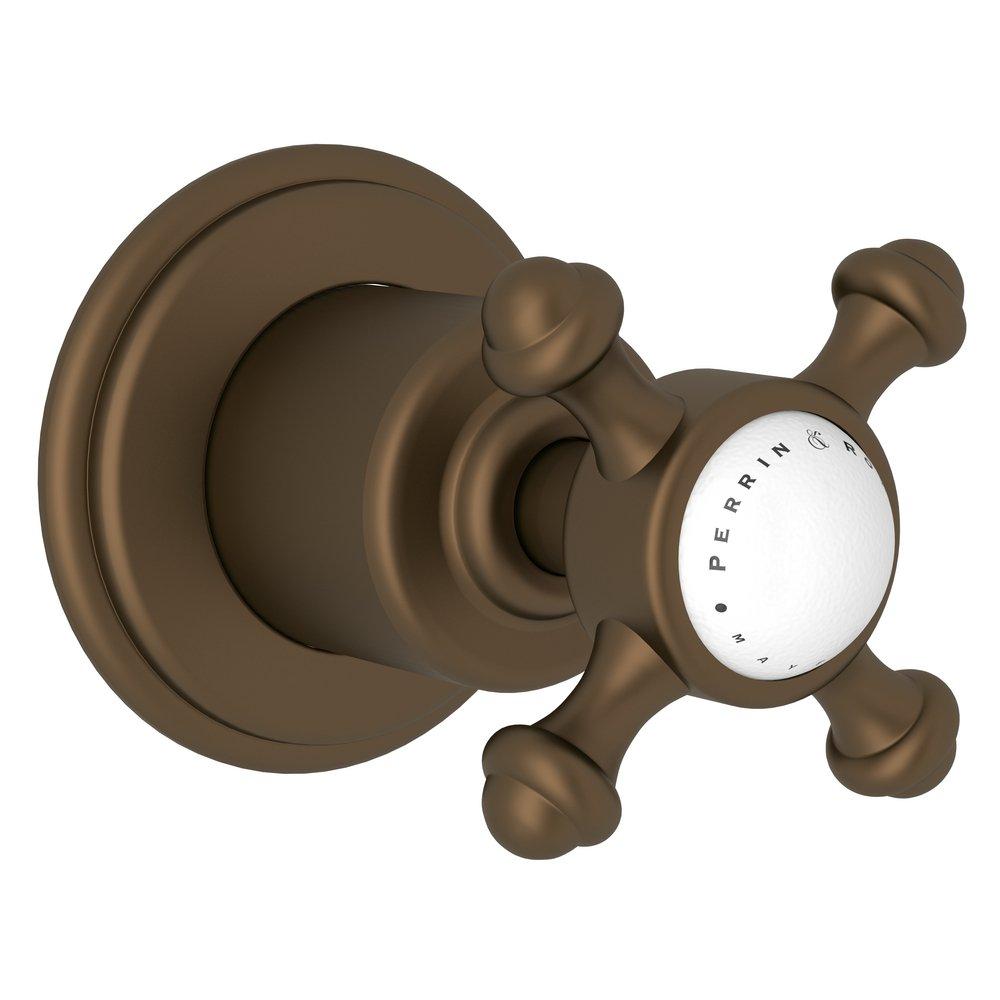 Perrin & Rowe English Bronze Volume Control Wall Valve Trim with Single Cross Handle 