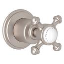 Perrin & Rowe Satin Nickel Volume Control Wall Valve Trim with Single Cross Handle 