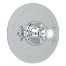 Perrin & Rowe&reg; Polished Chrome Single Cross Handle Round Thermostatic Trim Plate 