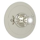 Perrin & Rowe Polished Nickel Single Cross Handle Round Thermostatic Trim Plate 