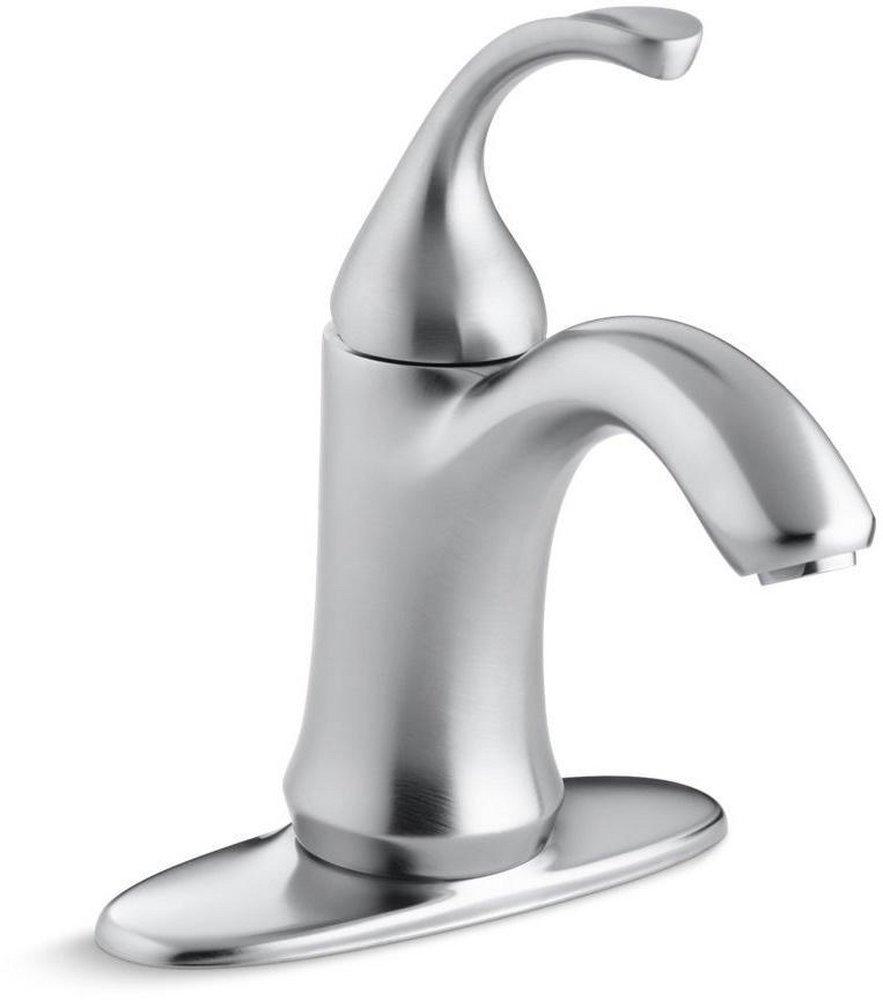 KOHLER Brushed Chrome Single Handle Monoblock Bathroom Sink Faucet 