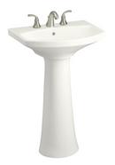 KOHLER White 3-Hole Pedestal Bathroom Sink with Widespread Faucet 