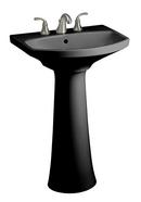 KOHLER Black Black&trade; 3-Hole Pedestal Bathroom Sink with Widespread Faucet 