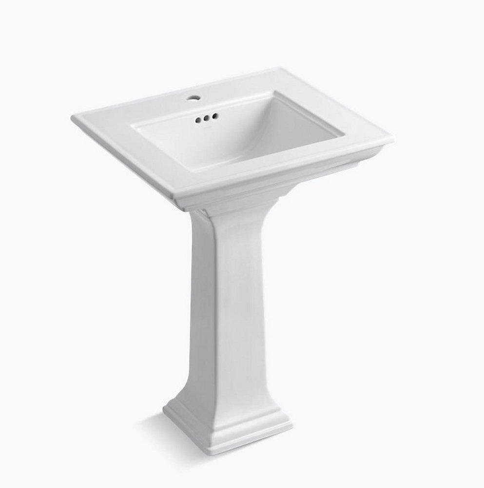 KOHLER White 1-Hole Pedestal Bathroom Sink with Overflow Drain 