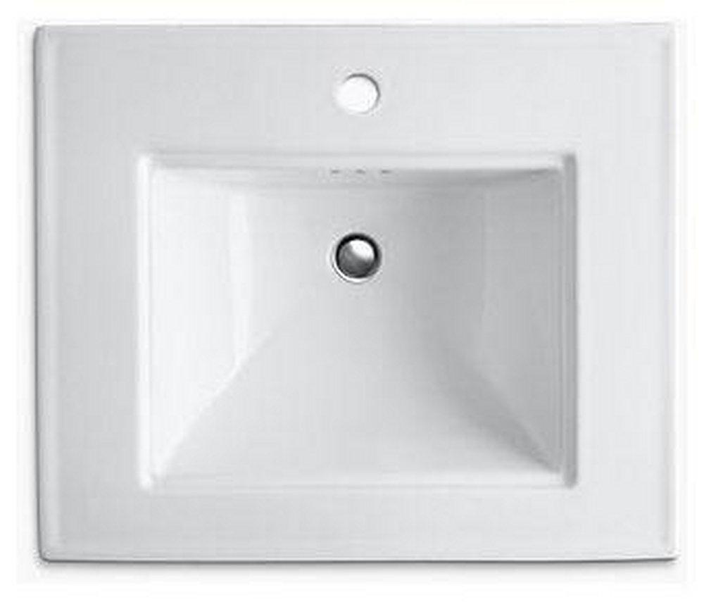 KOHLER White 1-Hole Pedestal Bathroom Sink with Overflow Drain 