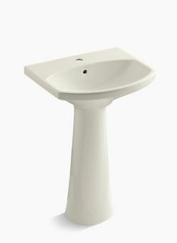22-3/4 in. Pedestal Bathroom Sink and Base in Biscuit