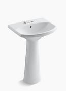 KOHLER White 3-Hole Pedestal Bathroom Sink with Centerset Faucet 