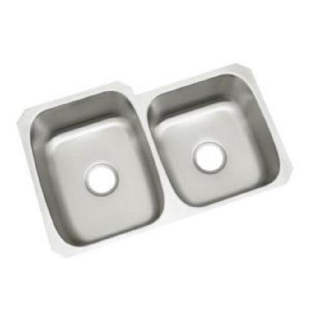 Sterling Luster Stainless Steel 31-1/2 x 20-1/2 in. No Hole Stainless Steel Double Bowl Undermount Kitchen Sink 
