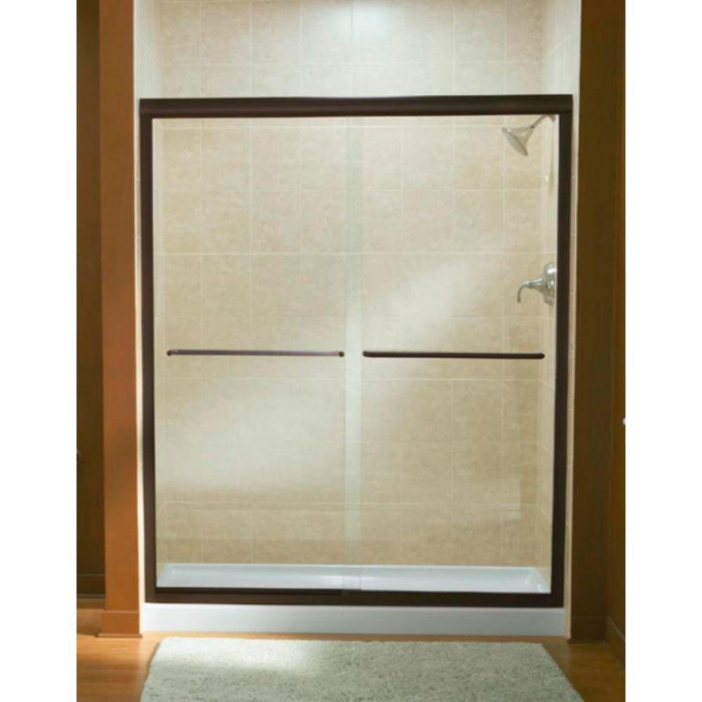 Sterling Nickel 59-5/8 in. Sliding Shower Door with Clear Glass 