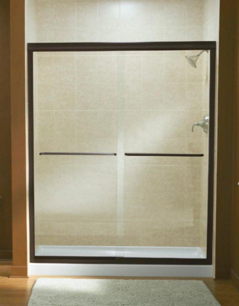 Sterling Nickel 59-5/8 in. Sliding Shower Door with Clear Glass 