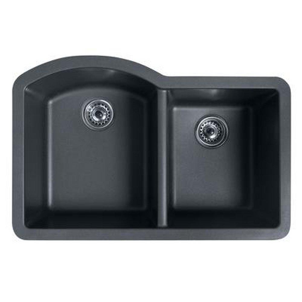 Swan Corporation Nero 32 x 21 in. No Hole Composite Double Bowl Undermount Kitchen Sink 