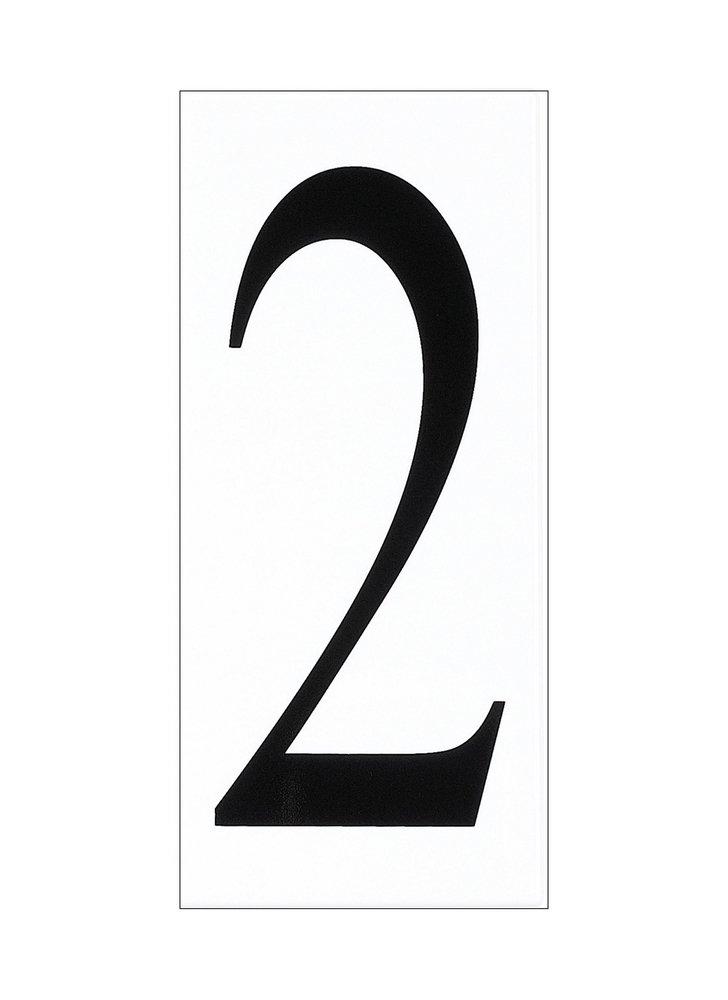 Visual Comfort & Co. Generation Lighting White Number 2 Tile with Black Imprint 