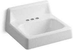 19 in. Wall Mount Rectangular Cast Iron Bathroom Sink in White
