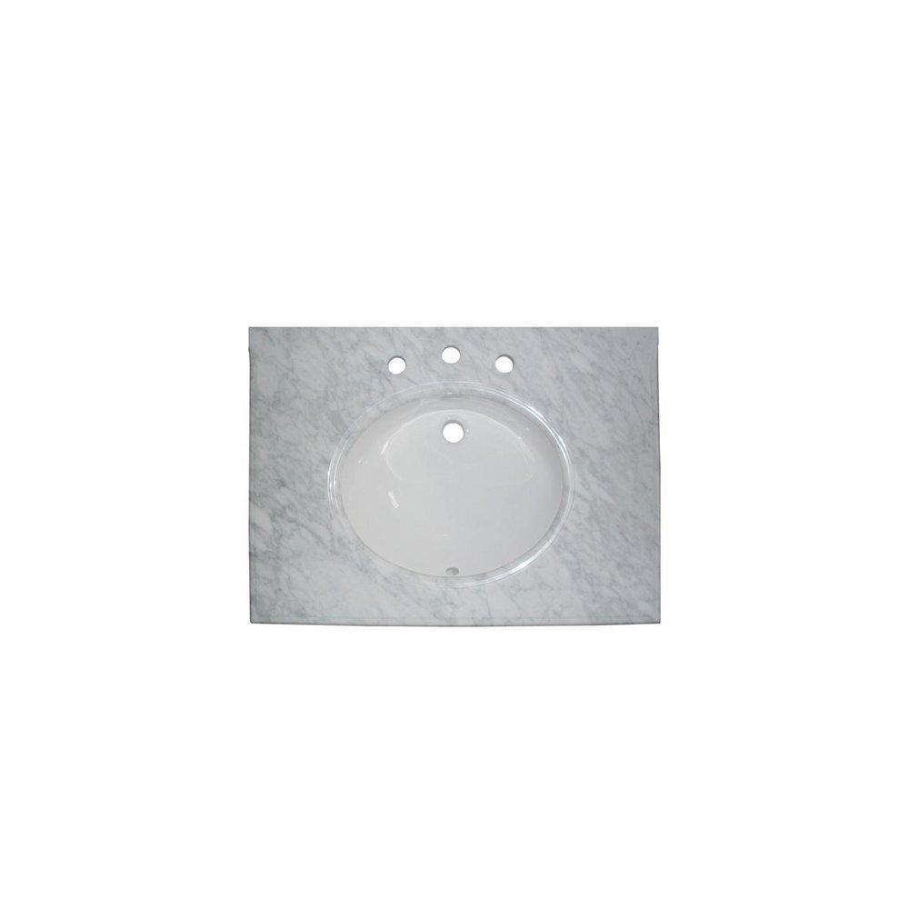 Fairmont Designs White Carrera 31 in x 22-1/4 in Single Bowl Marble and Granite Vanity Top 