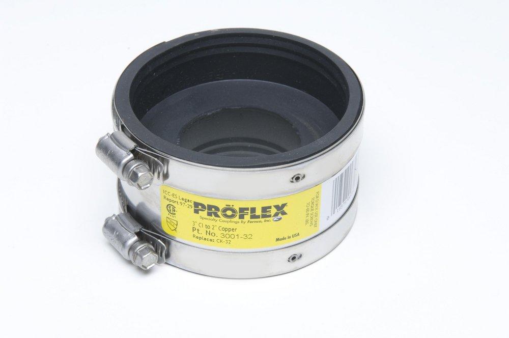 Fernco Proflex® 3 x 2 in. Cast Iron x Copper Flexible Coupling