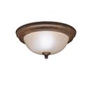 60 W 1-Light Medium Flush Mount Ceiling Fixture with Satin Etched Glass in Tannery Bronze