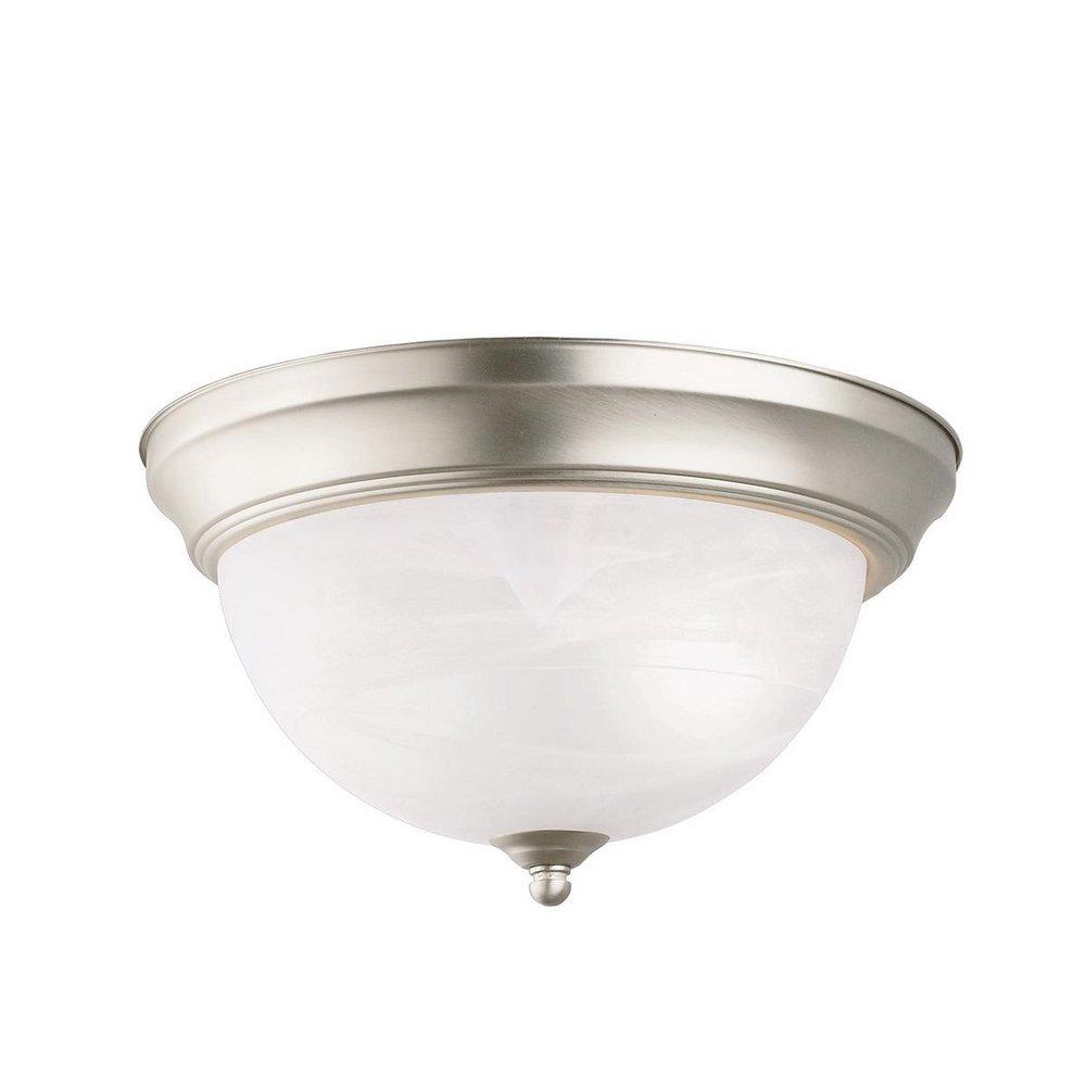 Kichler Lighting Brushed Nickel 6-1/2 x 11-1/4 in. 60W 2-Light Medium Flush Mount Ceiling Fixture 
