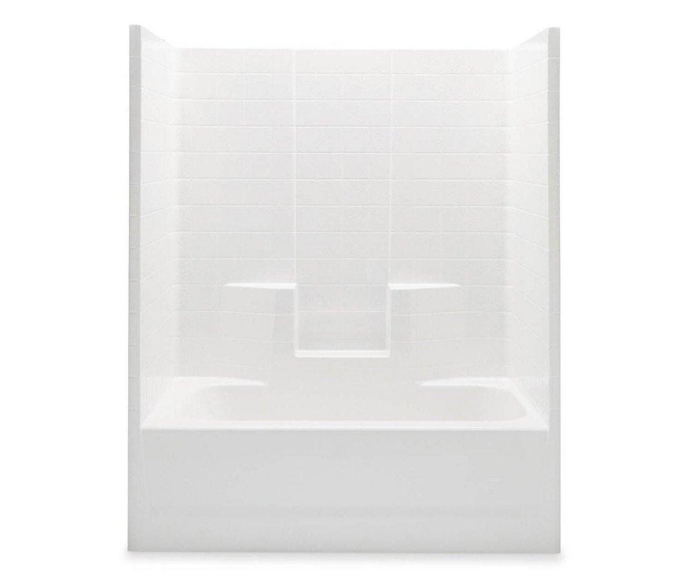 Aquatic White 60 in. Tile Tub and Shower in White 