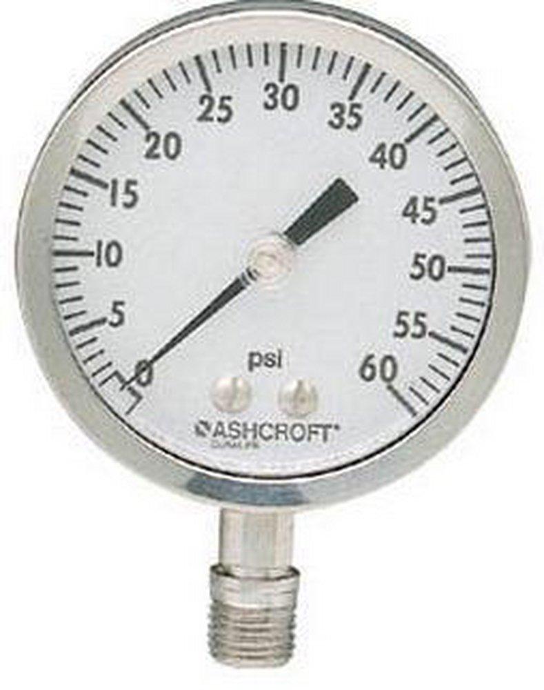 Ashcroft 3-1/2 x 1/4 in. Bottom Mount Medium Turn Pressure Gauge with Glycerine Filled 