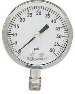 3-1/2 x 1/4 in. 0 - 300 psi Bottom Mount Medium Turn Pressure Gauge with Glycerine Filled