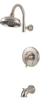 Tub and Shower Trim Package with 1-Function Rain Showerhead in Brushed Nickel