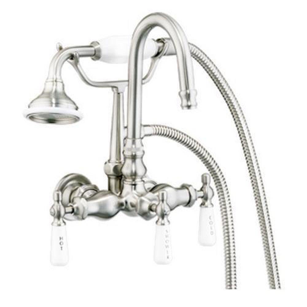 Barclay Products Limited Brushed Nickel Tub Filler and Diverter Faucet with Double Lever Handle 