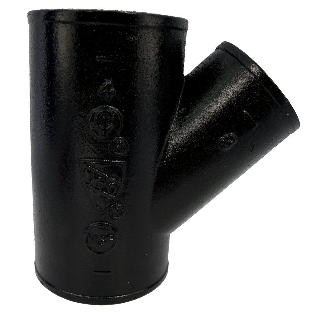 Black No Hub Cast Iron Reducing Wye 