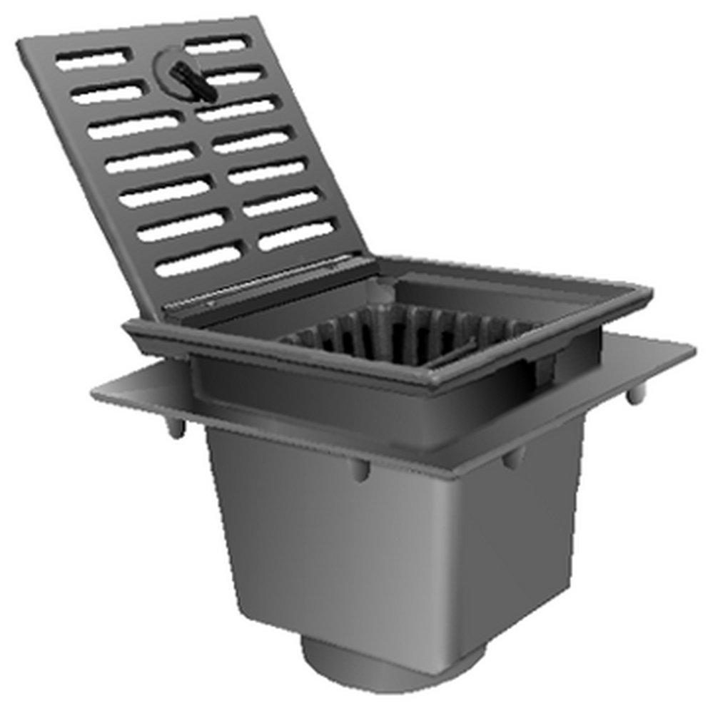 Jay R. Smith No Hub Cast Iron Floor Drain with 11 in. Square Nickel Bronze Grate 