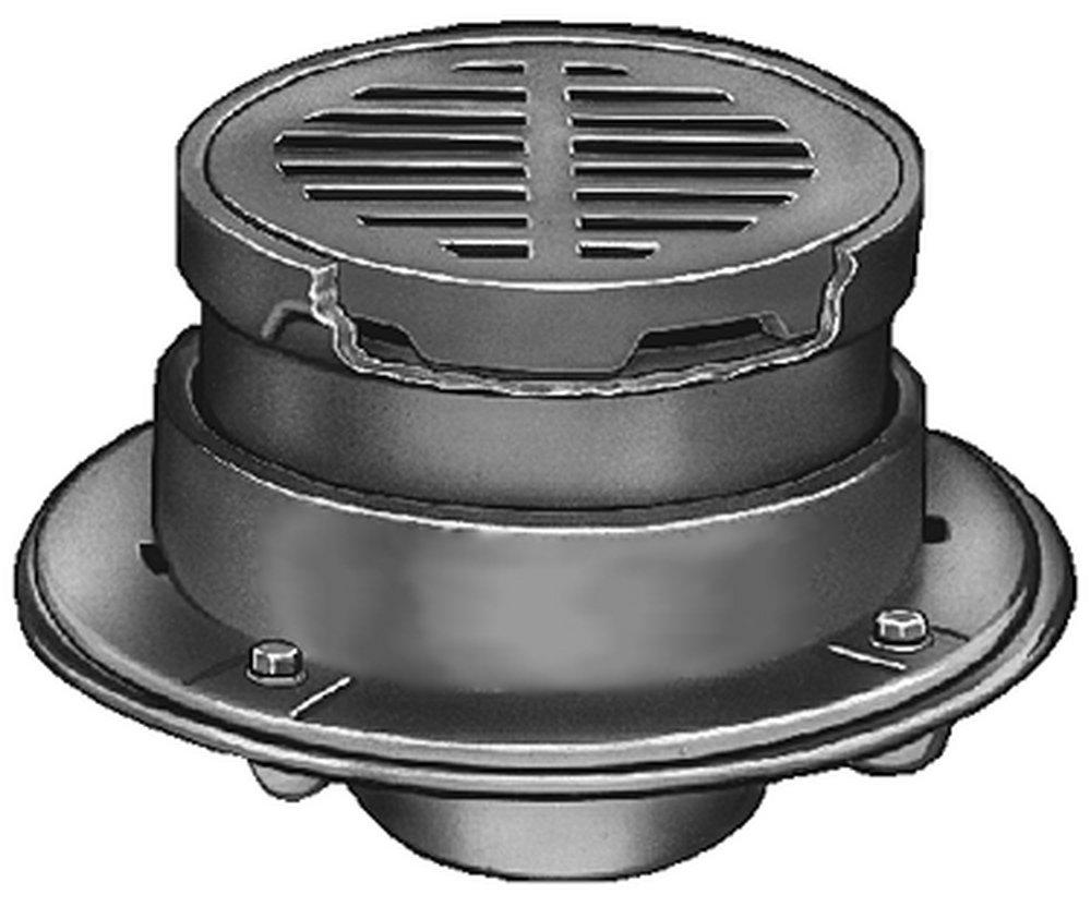 Jay R. Smith No Hub Cast Iron Floor Drain with 8-1/2 in. Round Grate 