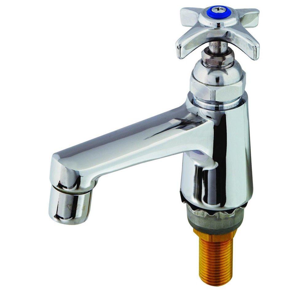 T&S Brass Chrome Plated Single Cross Handle Deck Mount Service Faucet 