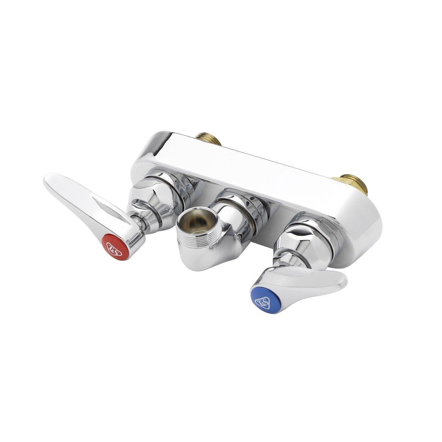 T&S Brass Chrome Plated Workboard Faucet 4 in. Center Size (Less Nozzle) 