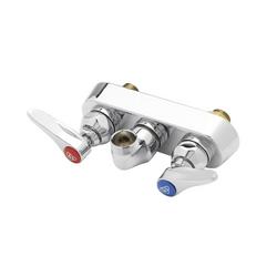 4 in. Two Lever Handle Wall Mount Service Faucet in Chrome Plated (Spout Sold Separately)