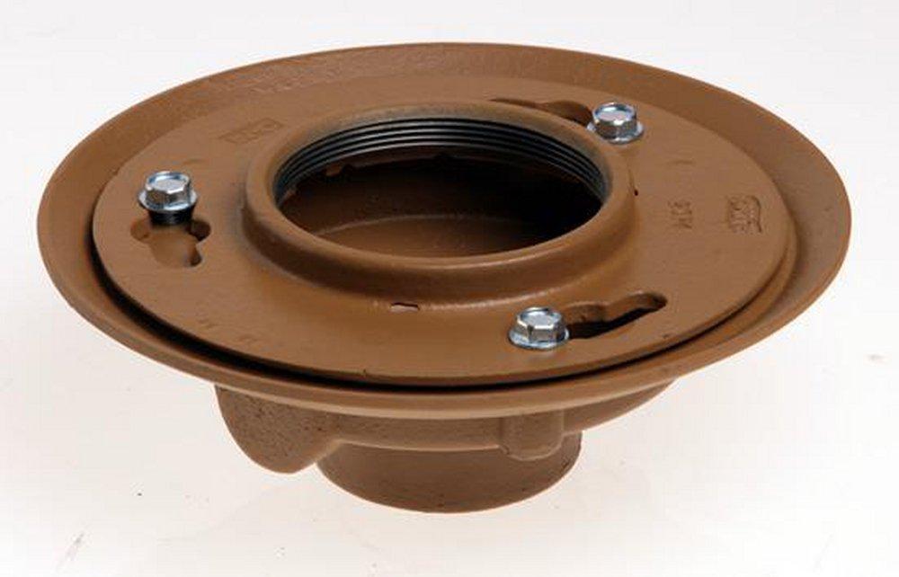 Jay R. Smith No-Hub Round Top Floor Drain with 7 in. Nickel Bronze Adjustable Head Strainer 