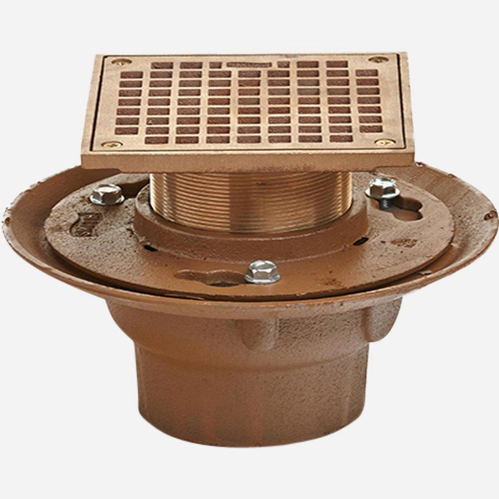 Jay R. Smith No Hub Cast Iron Nickel Bronze Floor Drain 
