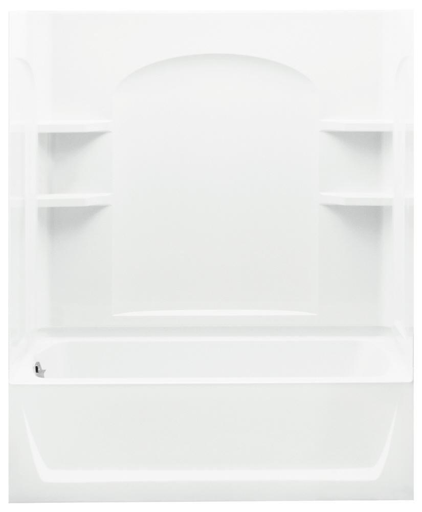 Sterling White 60 x 32 in. Vikrell Left Hand Drain Tub and Shower with Age in Place Backers 