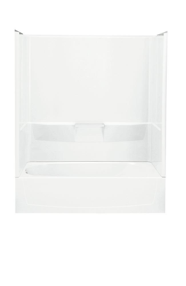 Sterling White 60 x 29 in. Vikrell Left Hand Drain Tub and Shower with Age in Place Backers 