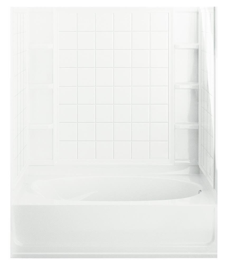 Sterling White 60 x 36 in. Vikrell Right Hand Drain Tub and Shower with Age in Place Backers 