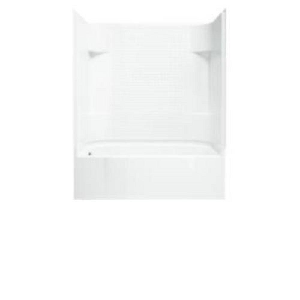 Sterling White 60 x 30 in. Vikrell Left Hand Drain Tub and Shower with Age in Place Backers 
