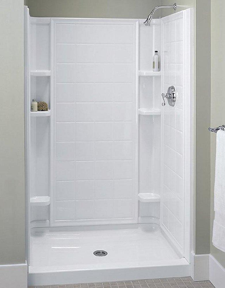 Sterling White 35-1/4 in. Shower Wall in White 