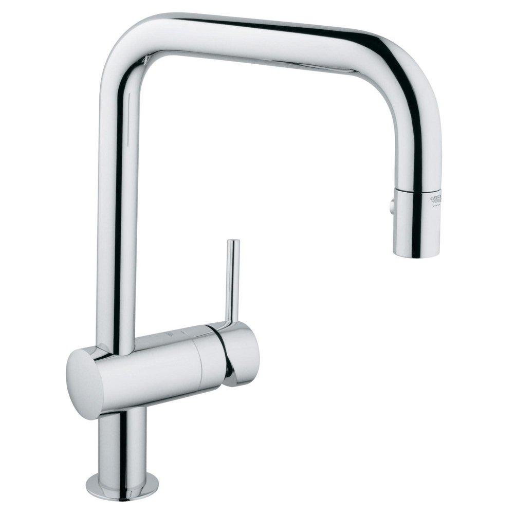 GROHE StarLight&reg; Chrome Single Handle Pull Out Kitchen Faucet 