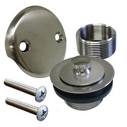 Zinc Lift & Turn Drain Trim Kit with Two-Hole Overflow Plate in Brushed Nickel