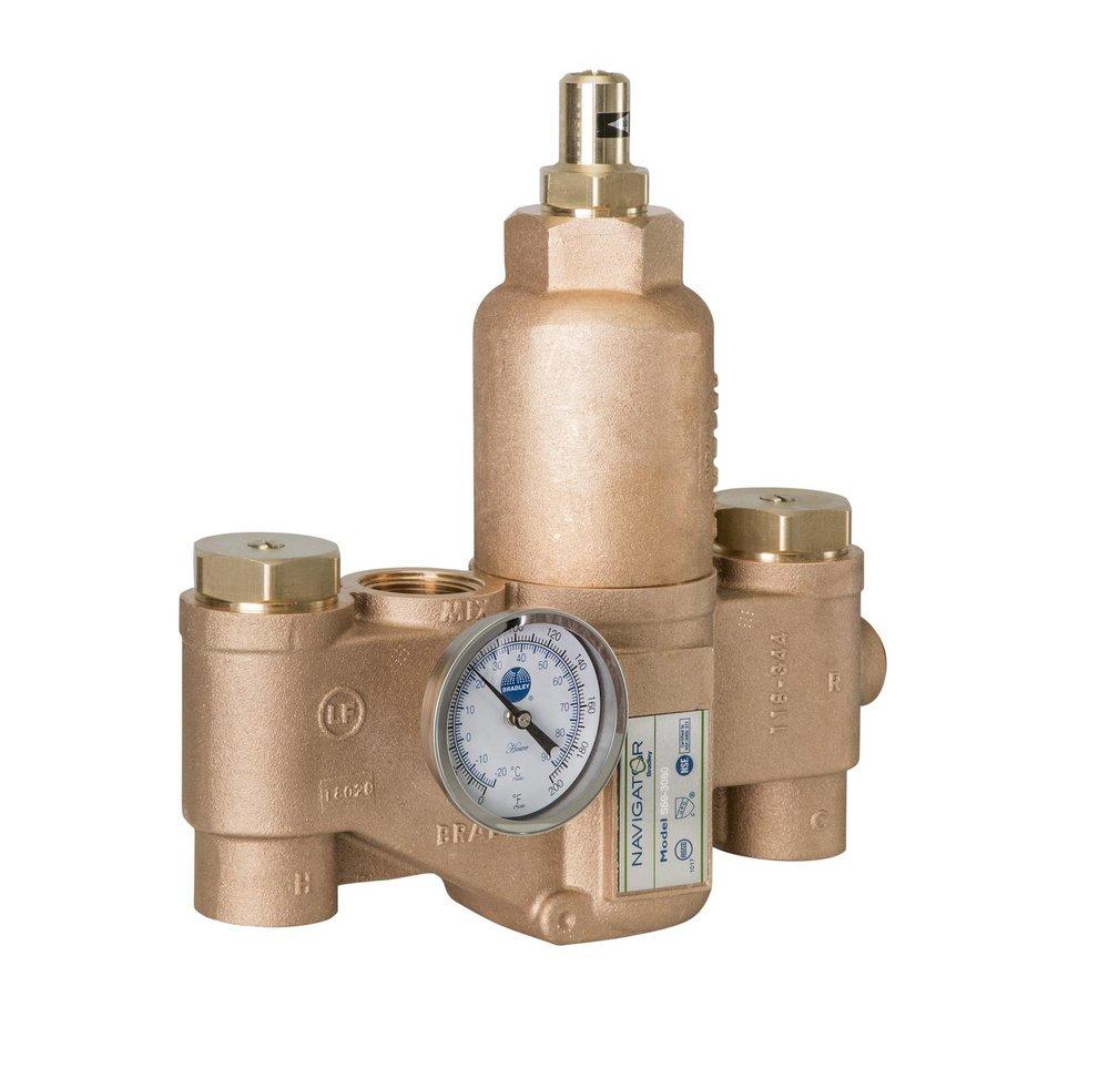 Bradley Corporation Rough Brass NPT Thermostat Mixing Valve 