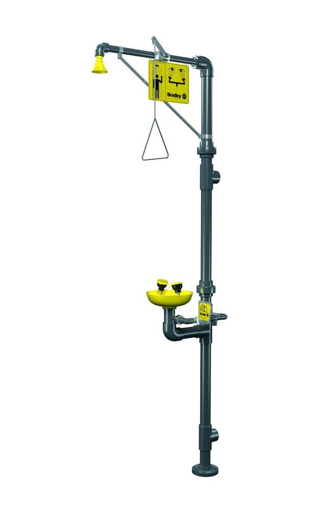 Bradley Corporation Yellow Combination Drench Shower and Eye Wash and Face Wash Unit 