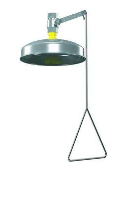 Vertical Mounted Barrier Free Drench Shower with Vertical Supply, Plastic Showerhead and Stainless Steel Shroud, 22 gpm