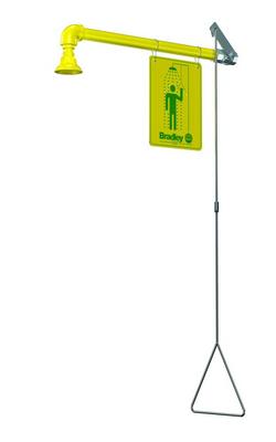 Horizontal Mounted Impact Resistant Drench Shower, Barrier Free, Plastic Showerhead, 22 gpm