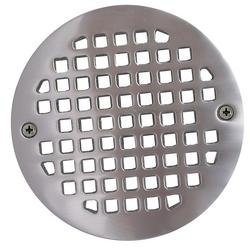 4-1/4 in. Round Cast Brass Heavy Duty Strainer in Brushed Nickel
