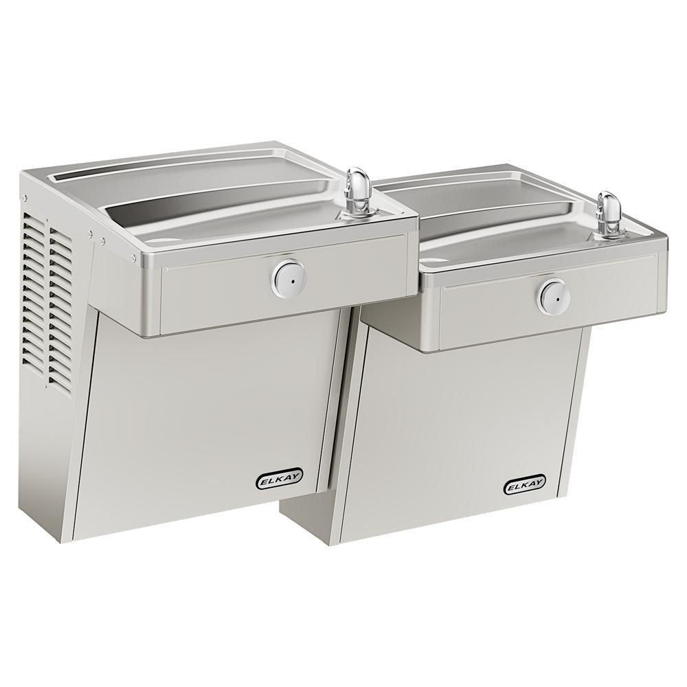 Elkay Stainless Steel Vandal Resistant Wall- Mount Bi- Level ADA Cooler with Tamper- Resistant Pushbutton and One- Piece Bubbler 
