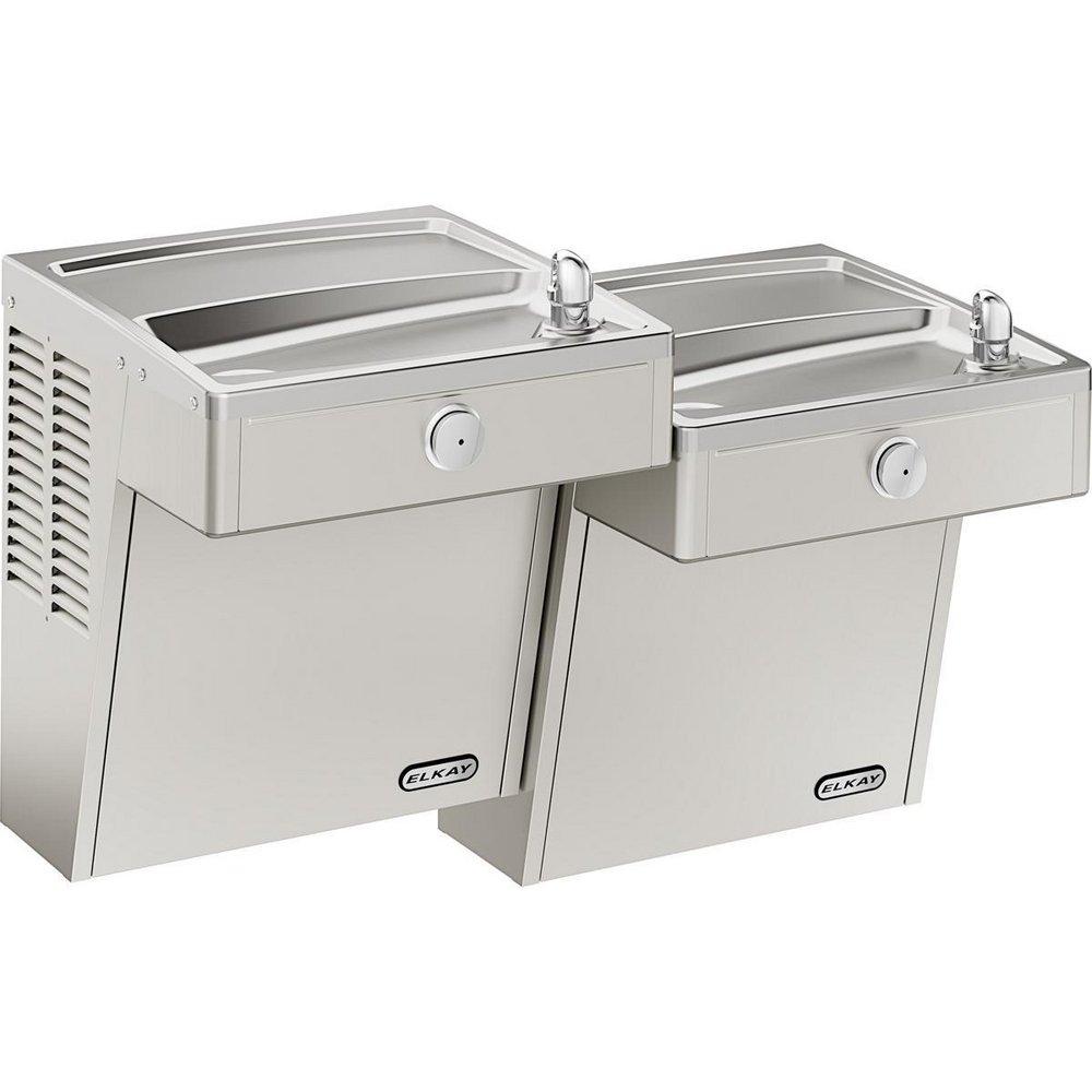 Elkay Stainless Steel Vandal Resistant Wall- Mount Bi- Level ADA Cooler with Tamper- Resistant Pushbutton and One- Piece Bubbler 