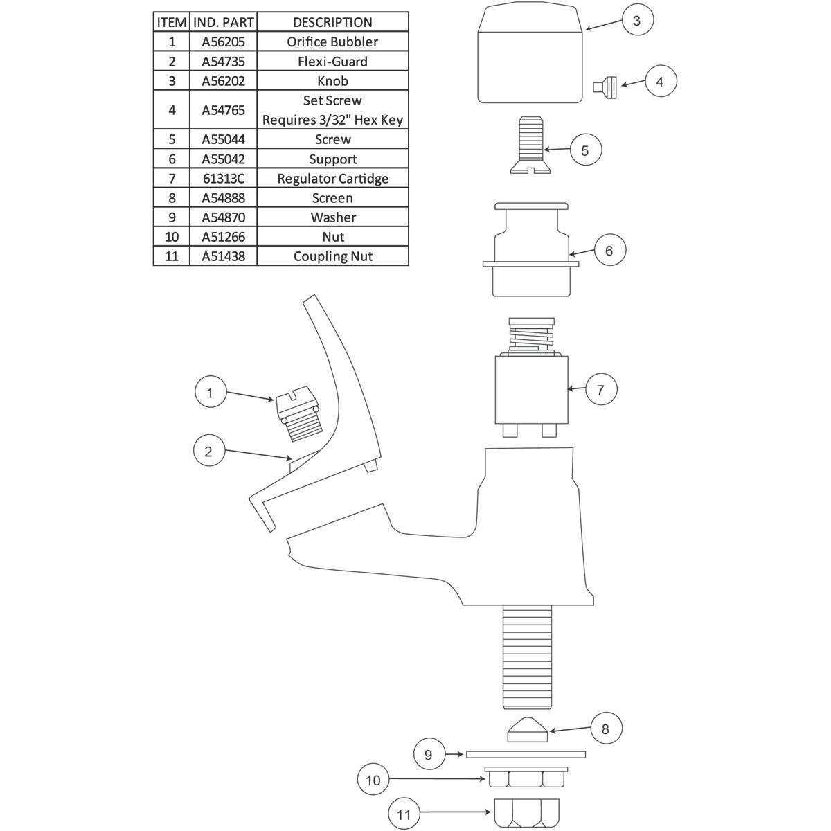 Elkay Stainless Steel Push Button Handle Bubbler 