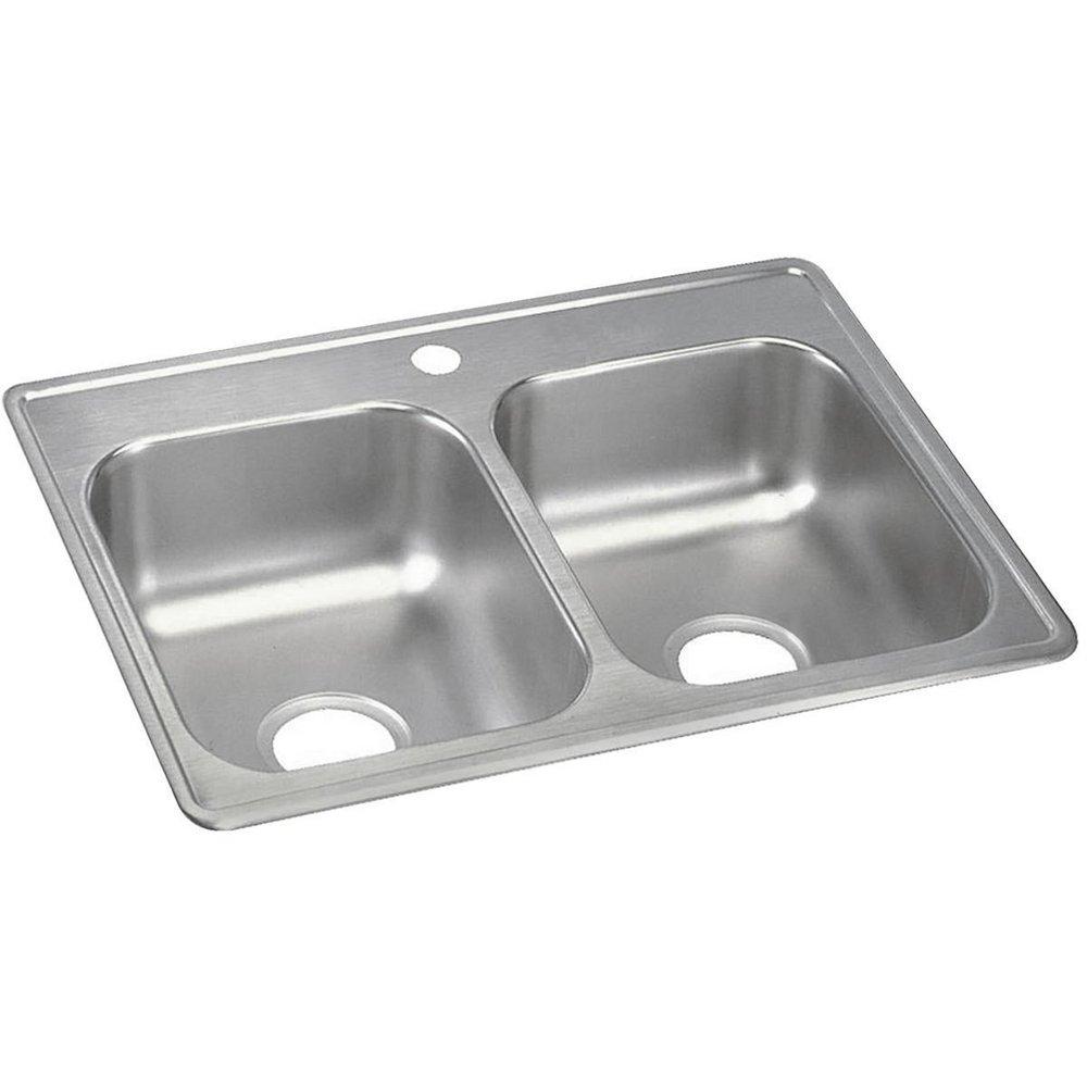 Dayton Satin 25 x 19 in. Stainless Steel Double Bowl Drop-in Kitchen Sink in Satin 